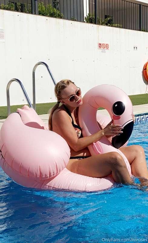 Photos from filming the inflatable flamingo 🦩 hump vid! 😁 lo..