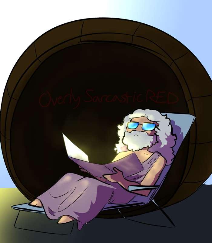 Reward: Diogenes (sunbathing with shades on like "deal with it")