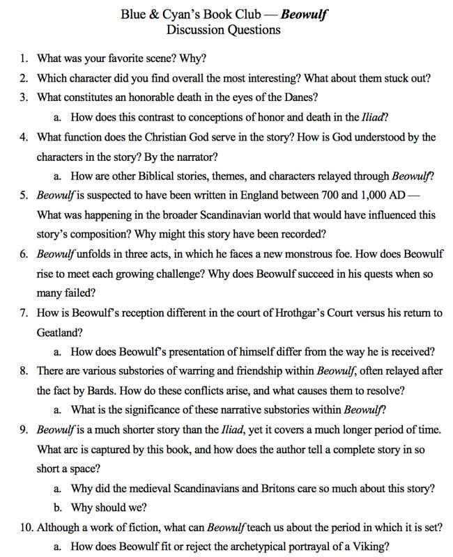 Blue & Cyan's Book Club #2: Beowulf