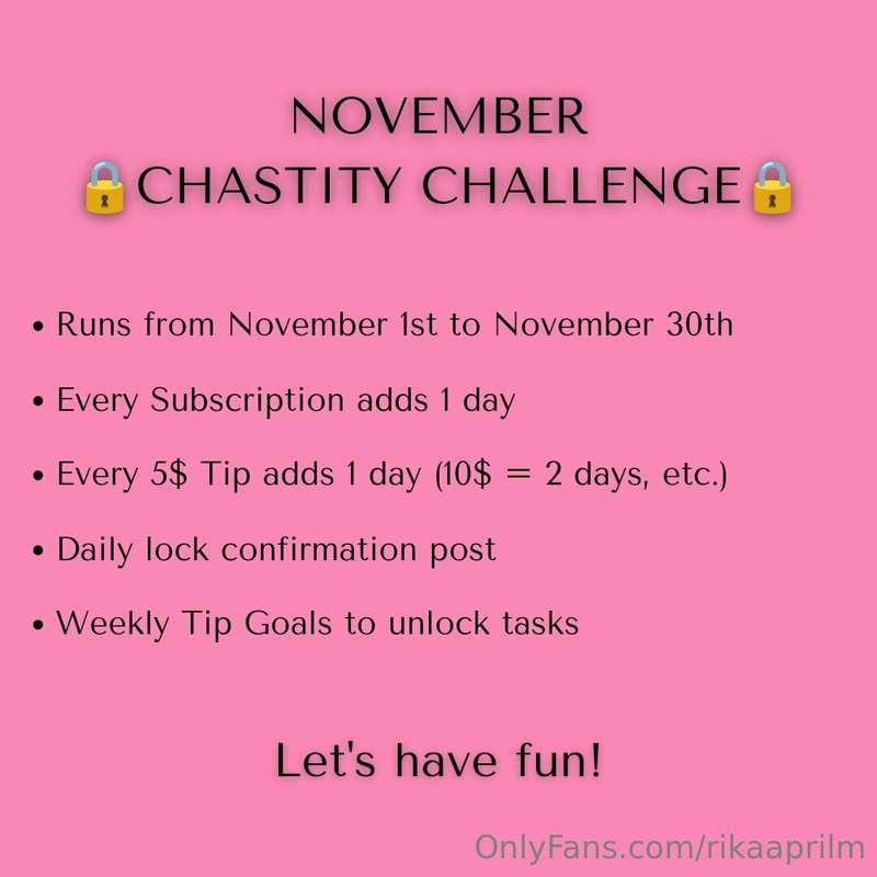 🔒🔒🔒 New Chastity Challenge 🔒🔒🔒

Locktober is slowly coming t..