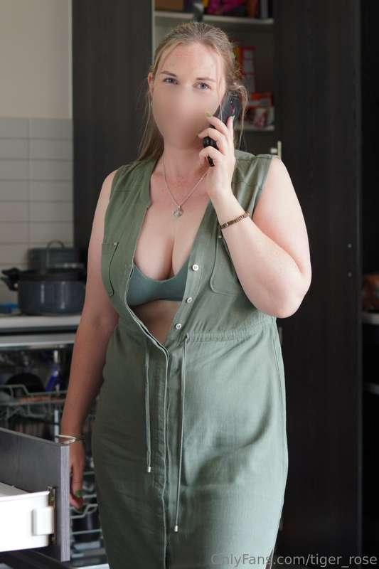Mr. R. caught me in all my after-dinner, place-is-a-mess, mu..