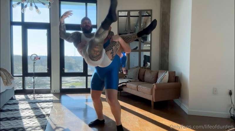 That time I challenged Casey to a wrestling match, loser suc..