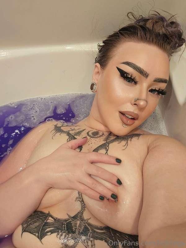 Wanna hop in with me? I promise the purple water won't hurt ..