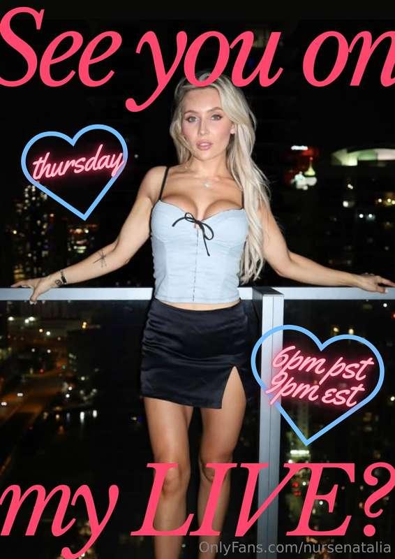 Yep I'm back 😘 Who will I see thursday? I have some new thin..
