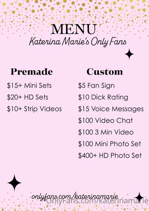 Here is my updated menu! I have lots of premade photo sets a..