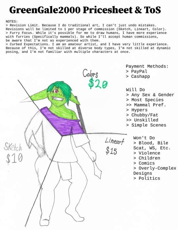 Summer 2023 Commission Sheet