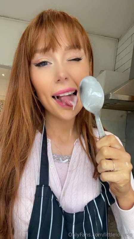 The best part about baking is getting to lick the spoon afte..