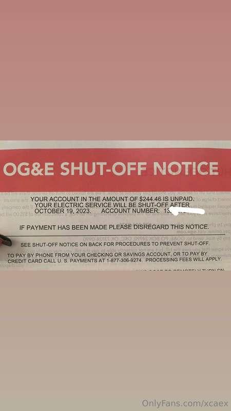 My husband doesn’t get paid till after the 19th when our ele..