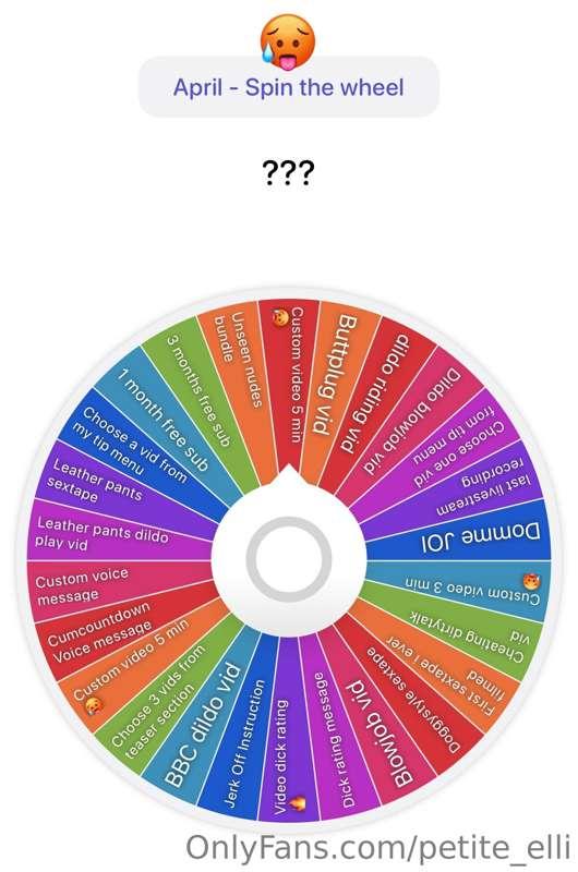 APRIL - Spin the Wheel 😍🥳
1 spin - 15$
3 spins - 35$
5 spins..