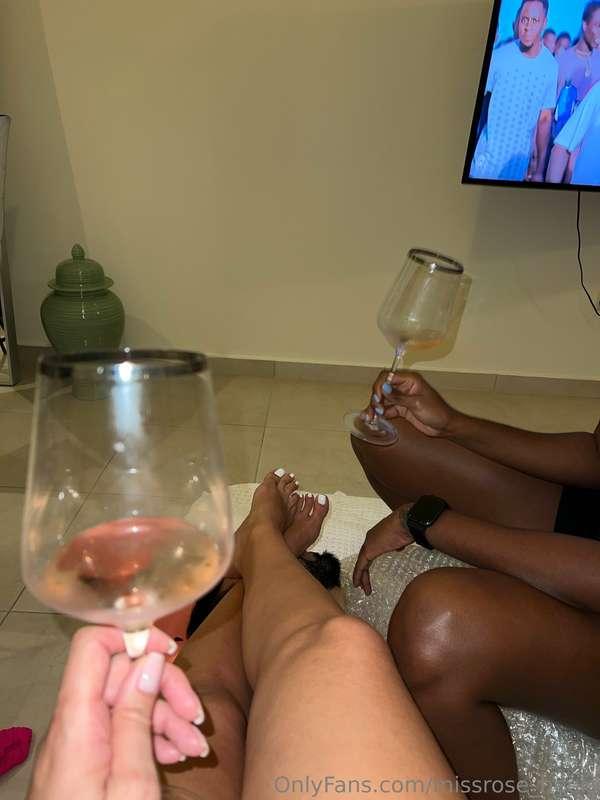 Using the slave as a furniture while we relax and sip our wi..