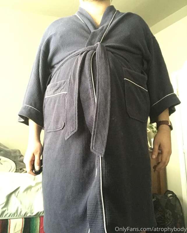 A blue robe and showing some... things ☺️