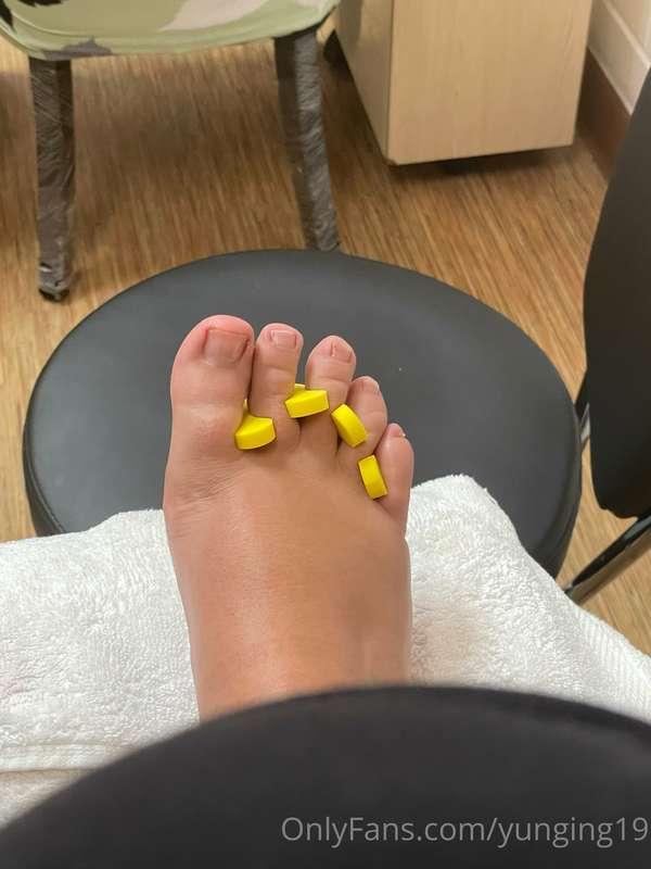 Getting a pedicure for those of you who are foot obsessed!! ..