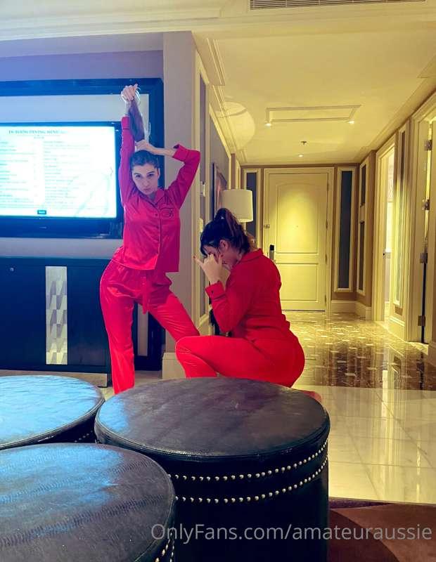 Matching PJs in Vegas 😆 @lickmylucy