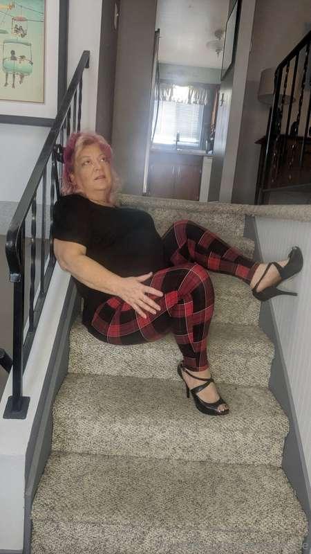 On the stairs