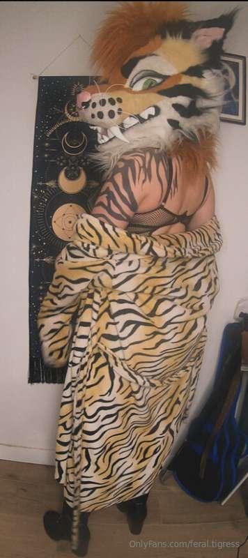 Slowly taking off my robe.. like what you see? Fishnet and l..