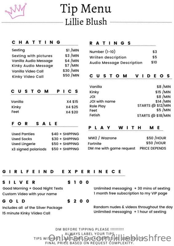 Hey guys! So I thought it was about time I pin my tip menu 💕..