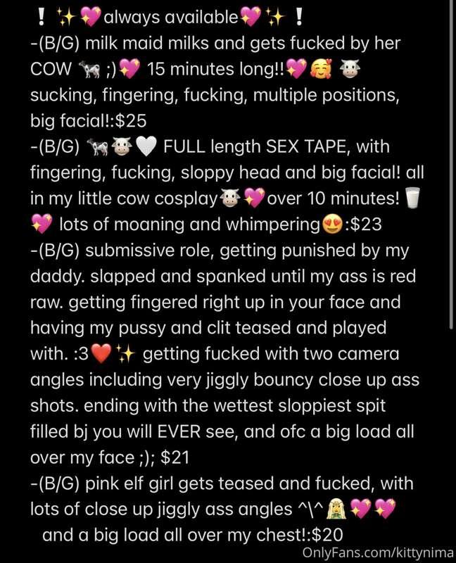 💖 full length video menu 💖(ALWAYS AVAILABLE)
(i’m open to DI..