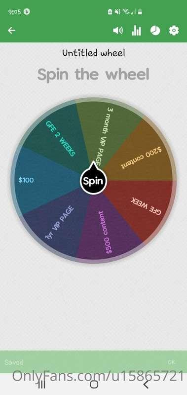 Special spin the wheel 24hrs only 
$10 one spin 
$20 two spi..