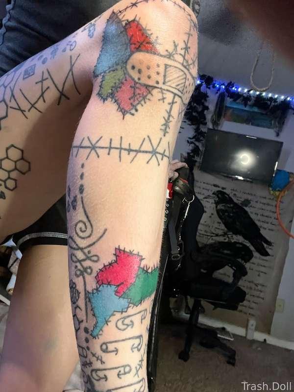 Started my patchwork project . 
(Self done) (yes. I know it’s not perfect) 

#fyp #tattoo 