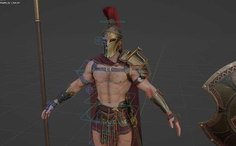 [Pre-release] Spartan Hoplite Full Armor Blender Rig (And weapons!)