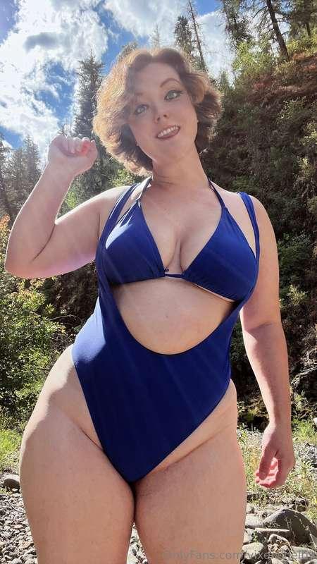 Blue Swimsuit in the Mountains~  Here is the photoset and vi..