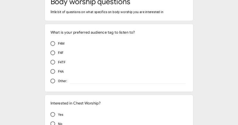 Body worship (on listener) questions!