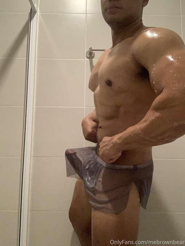 Shower with shorts