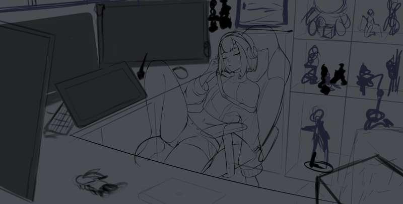 Raiden Shogun-Genshin Impact / Flat-chan chilling WIP