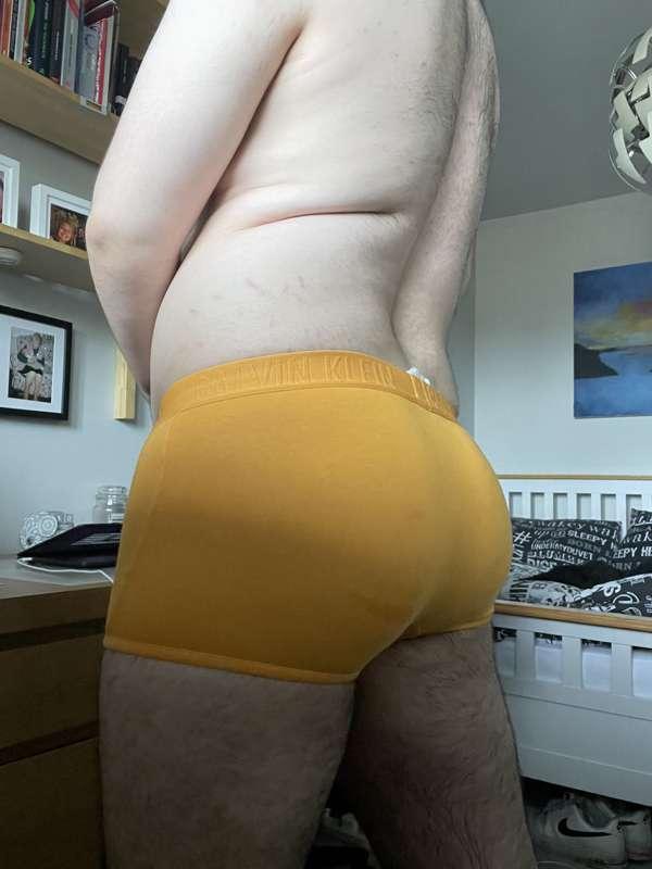 Yellow boxers suit my fat ass