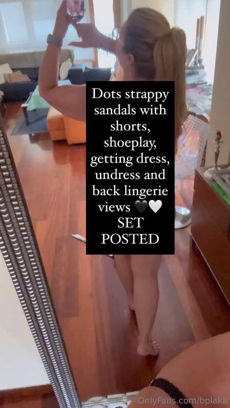 Dots strappy sandals with shorts, shoeplay, getting dress, u..