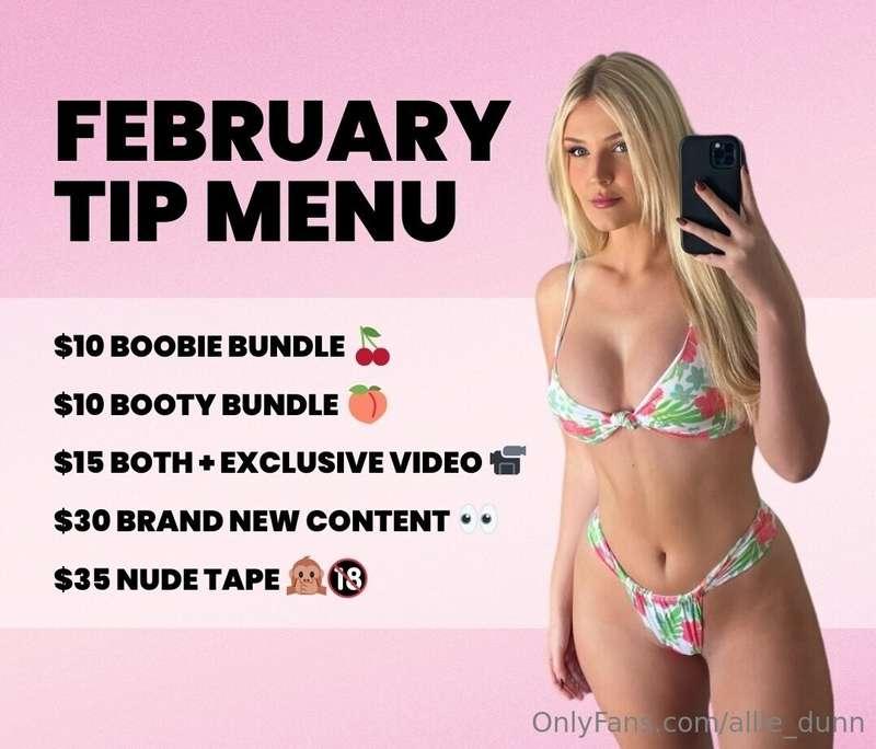 💖 FEBRUARY TIP MENU 💖 