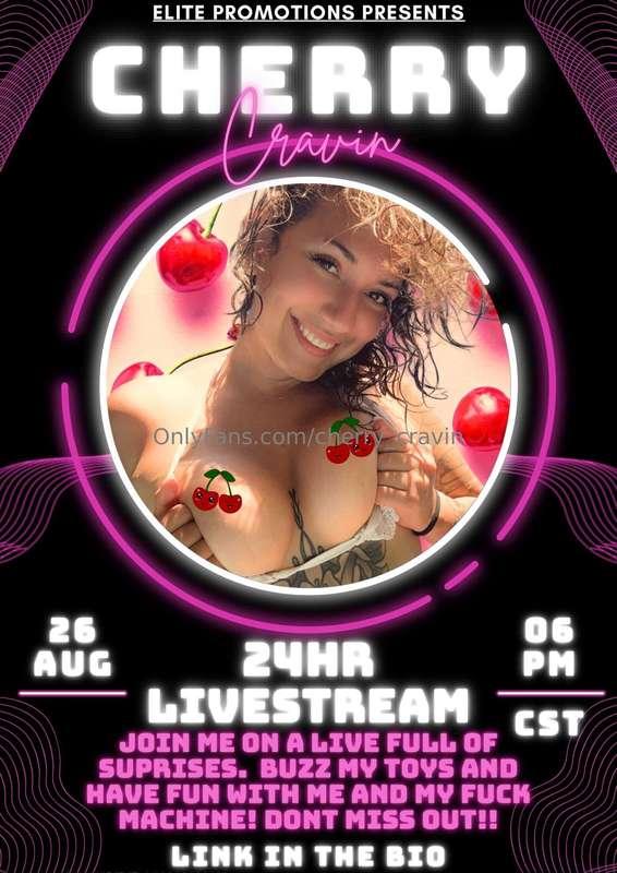 I’ll be live tonight 😘 who’s ready for 24 hours of Cherry fu..