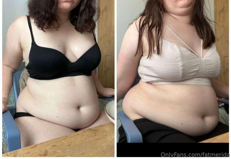 7 months difference and I’ve totally blown up 🐷