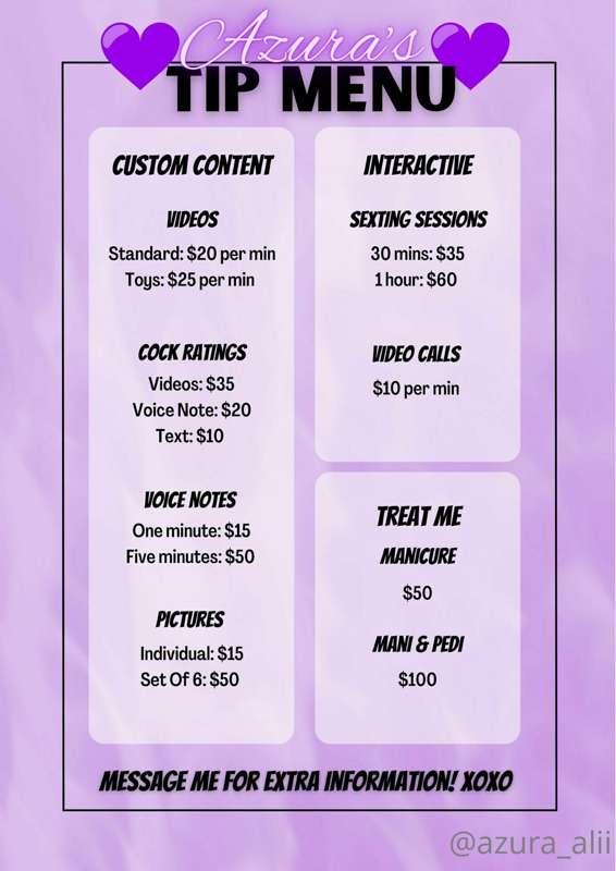 I also have a tip menu! I’ll mainly be available for cock ra..
