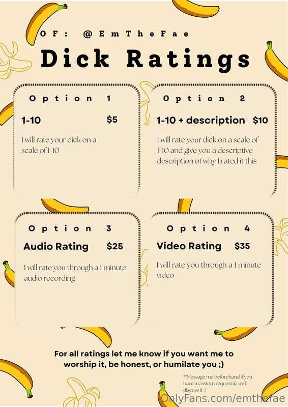 I offer dick ratings now!!!! 🍌😉💖 This has been super request..
