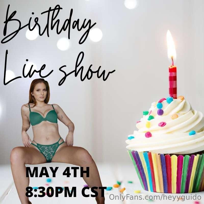 My birthday live show is saturday 8:30pm CST 9:30 EST! over ..