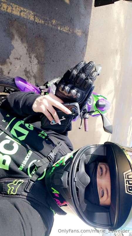 Love my bike 🏍 💚💜💚💜