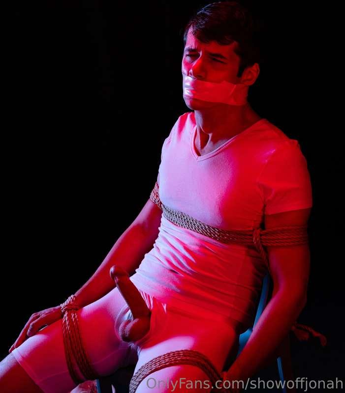 Bound tight everywhere else, the only place his dick has to ..