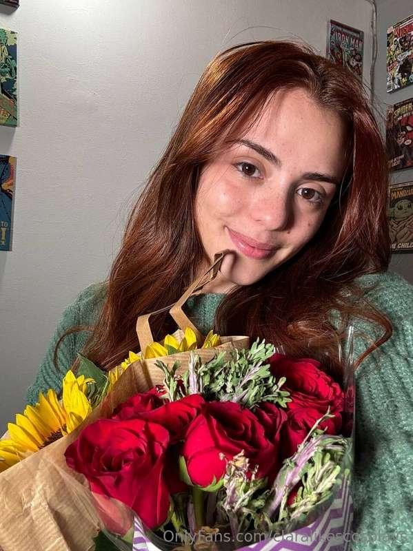 What do you think is more beautiful, the flowers or my beaut..