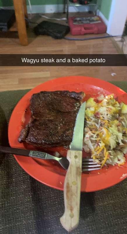 Dinner. Saw Wagyu available so I said screw it and bought. S..