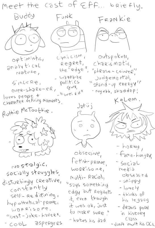 eff: rough character bios (dubbers)