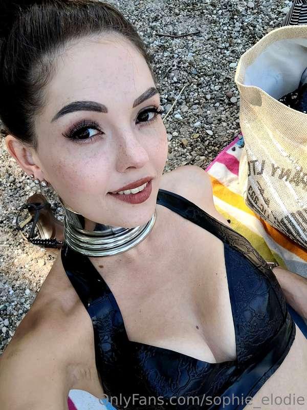At the beach with my latex bikini