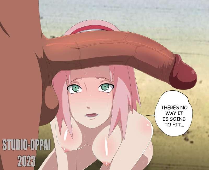 Sakura can't believe the size of Raikage