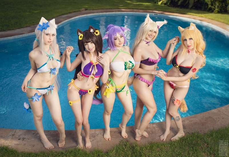 Cat girls aren’t afraid of getting wet!