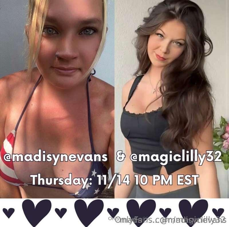 Going live tonight with my best girl @magiclilly32 at 10 pm ..