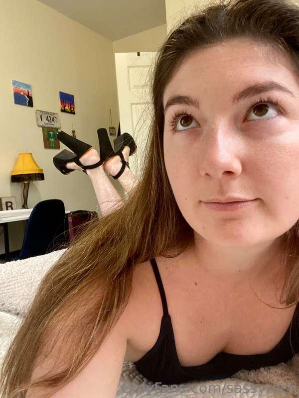Took more shots in my black one piece, this time with heels...