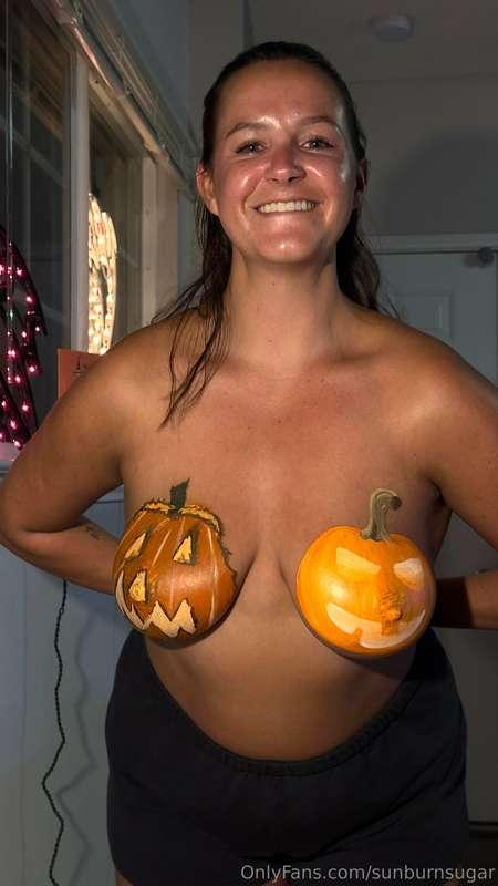 Pumpkin titty painting contest. What’s your vote? Hope every..