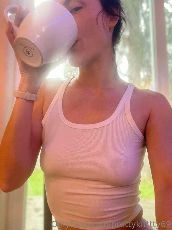 morning coffee with me .. who is up and horny? 😈😝