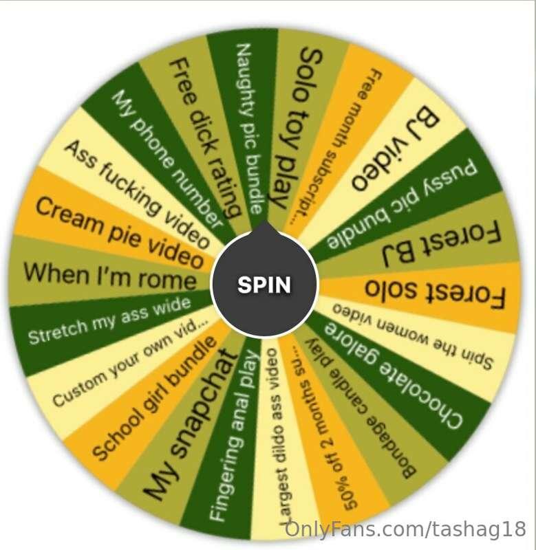 **spin the wheel** 
INTRODUCING SPIN THE WHEEL! Prize to be ..