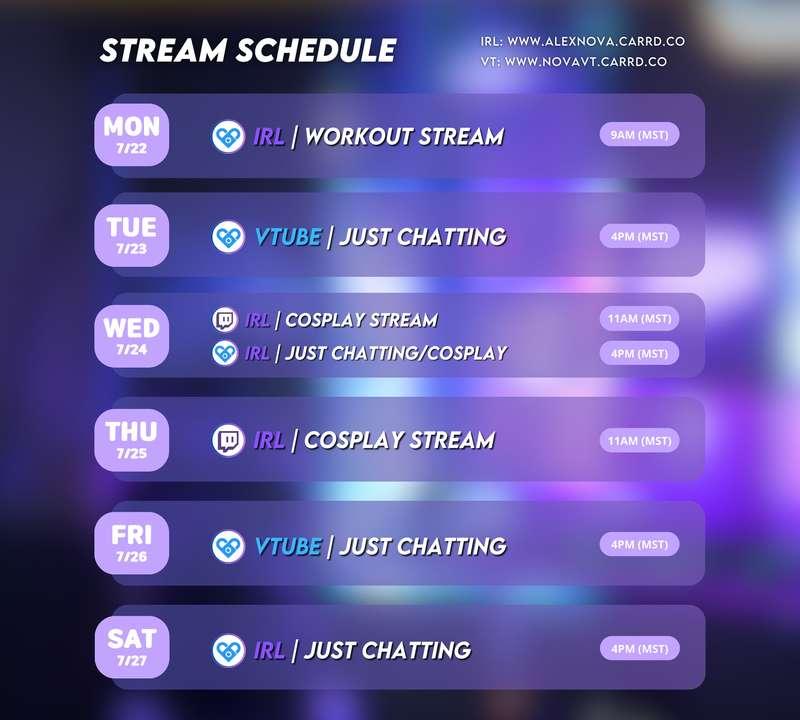 This weeks stream schedule 💜